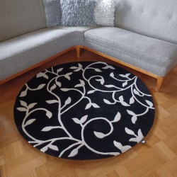 Rund ullmatta Glow svart med vitt mönster 140 cm i diameter från Etol