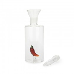 Oljeflaska  i glas med dekorativ het chili inuti, med praktisk pip, 350 ml
