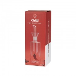 Oljeflaska  i glas med dekorativ het chili inuti, med praktisk pip, 350 ml